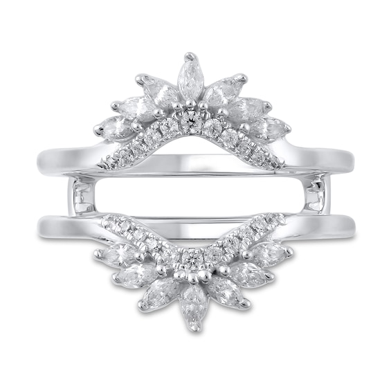 1/2 CT. T.w. Marquise and Round Diamond Starburst Solitaire Enhancer in 14K White Gold