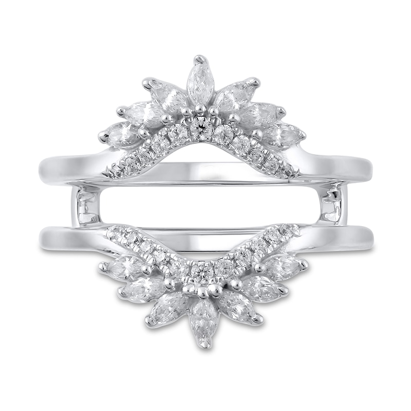 Main Image 2 of 1/2 CT. T.W. Marquise and Round Diamond Starburst Solitaire Enhancer in 14K White Gold