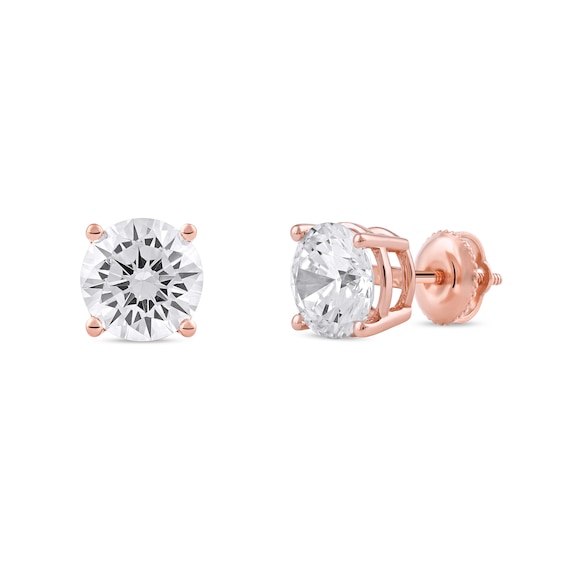 3 CT. T.w. Certified Lab-Grown Diamond Solitaire Stud Earrings in 14K Rose Gold (F/Si2)