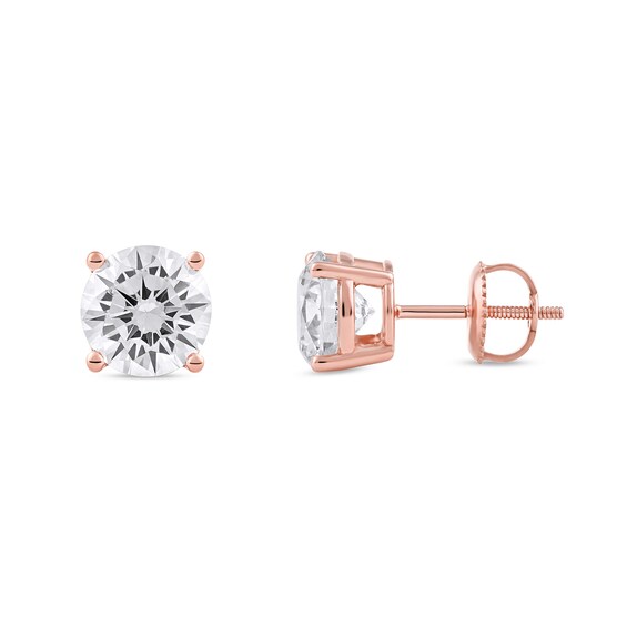 3 CT. T.w. Certified Lab-Grown Diamond Solitaire Stud Earrings in 14K Rose Gold (F/Si2)