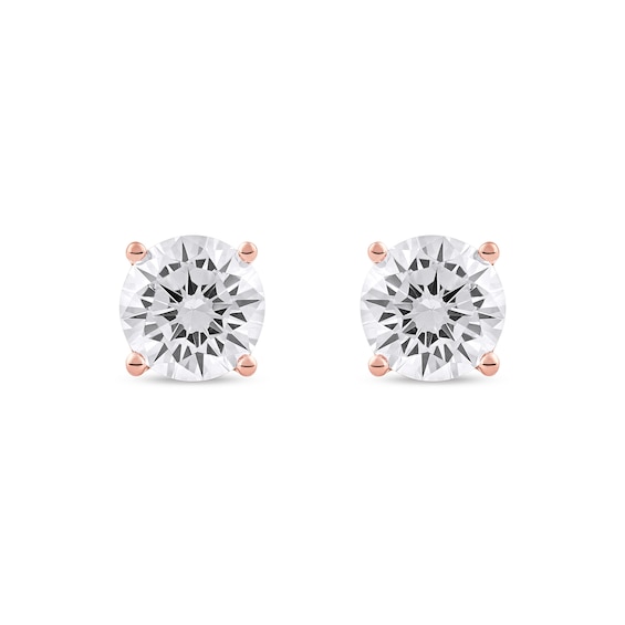 3 CT. T.w. Certified Lab-Grown Diamond Solitaire Stud Earrings in 14K Rose Gold (F/Si2)
