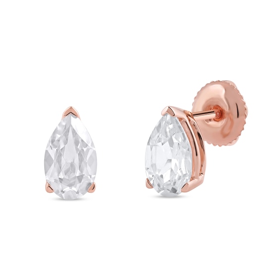 1 CT. T.w. Certified Pear-Shaped Lab-Grown Diamond Solitaire Stud Earrings in 14K Rose Gold (F/Si2)