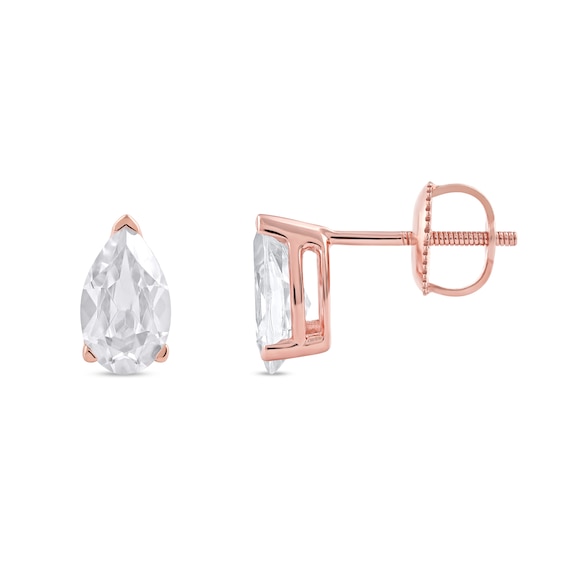 1 CT. T.w. Certified Pear-Shaped Lab-Grown Diamond Solitaire Stud Earrings in 14K Rose Gold (F/Si2)
