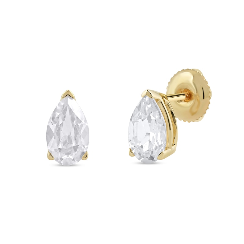 Main Image 1 of 1 CT. T.W. Certified Pear-Shaped Lab-Grown Diamond Solitaire Stud Earrings in 14K Gold (F/SI2)