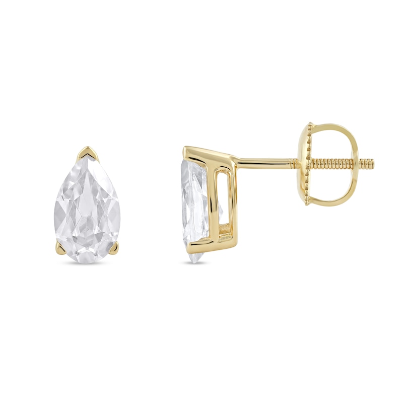 Main Image 2 of 1 CT. T.W. Certified Pear-Shaped Lab-Grown Diamond Solitaire Stud Earrings in 14K Gold (F/SI2)