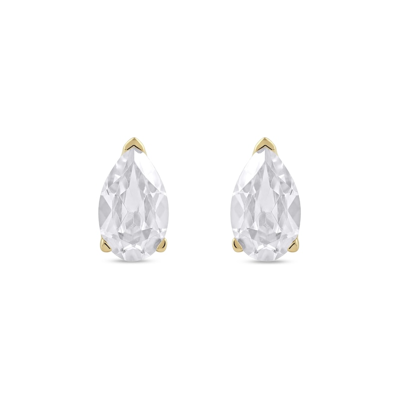Main Image 3 of 1 CT. T.W. Certified Pear-Shaped Lab-Grown Diamond Solitaire Stud Earrings in 14K Gold (F/SI2)
