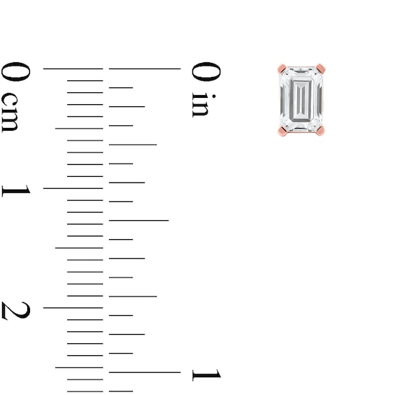 1 CT. T.w. Certified Emerald-Cut Lab-Grown Diamond Solitaire Stud Earrings in 14K Rose Gold (F/Si2)
