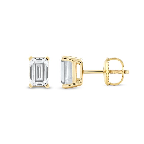 1 CT. T.w. Certified Emerald-Cut Lab-Grown Diamond Solitaire Stud Earrings in 14K Gold (F/Si2)