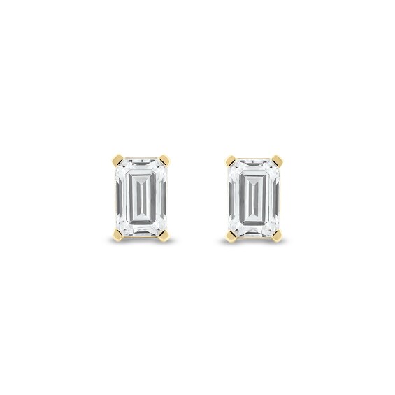 1 CT. T.w. Certified Emerald-Cut Lab-Grown Diamond Solitaire Stud Earrings in 14K Gold (F/Si2)