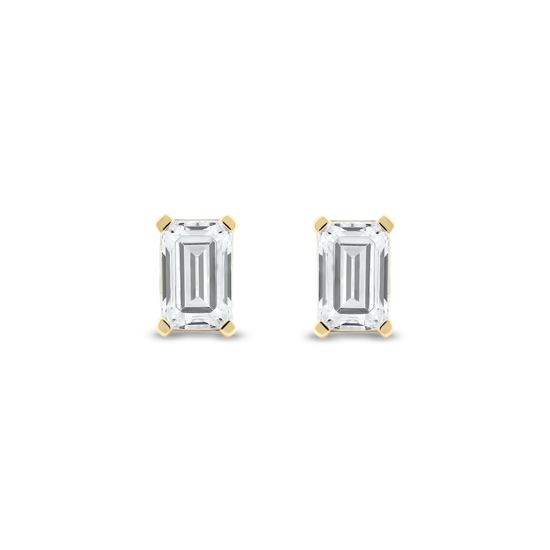 1 CT. T.W. Certified Emerald-Cut Lab-Created Diamond Solitaire Stud ...