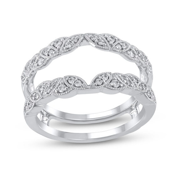 1/4 CT. T.w. Diamond Marquise-Shaped Alternating Milgrain Solitaire Enhancer in 10K White Gold
