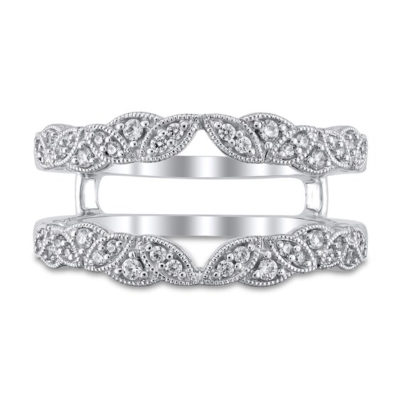 1/4 CT. T.w. Diamond Marquise-Shaped Alternating Milgrain Solitaire Enhancer in 10K White Gold