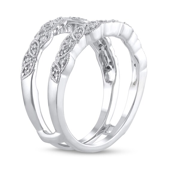 1/4 CT. T.w. Diamond Marquise-Shaped Alternating Milgrain Solitaire Enhancer in 10K White Gold
