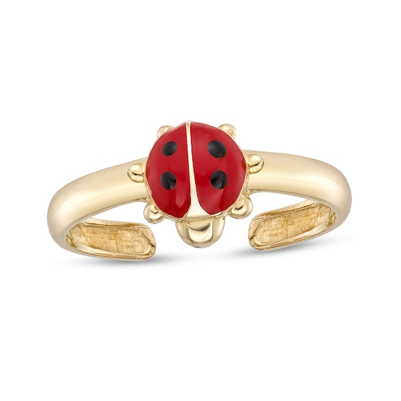Red and Black Enamel Ladybug Adjustable Toe Ring in 14K Gold | Zales