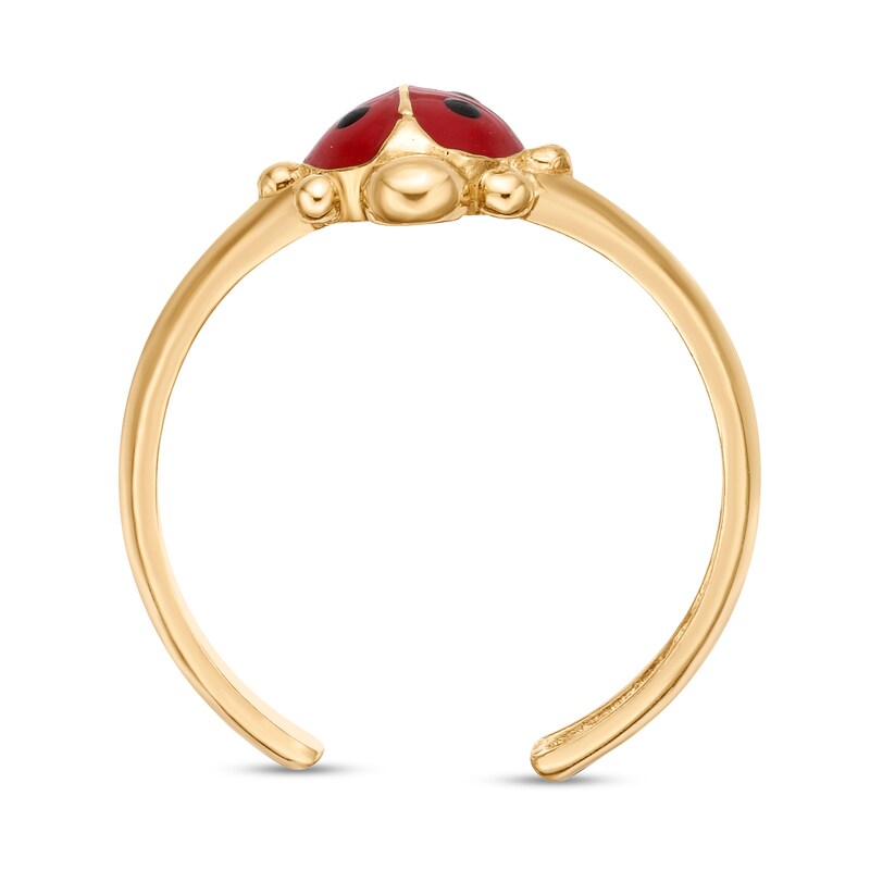 Red and Black Enamel Ladybug Adjustable Toe Ring in 14K Gold Zales