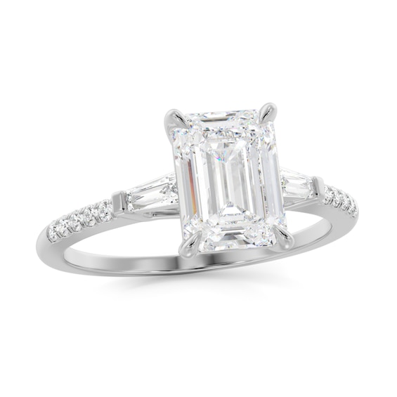 1-1/2 CT. T.w. Emerald-Cut and Baguette Diamond Engagement Ring in Platinum