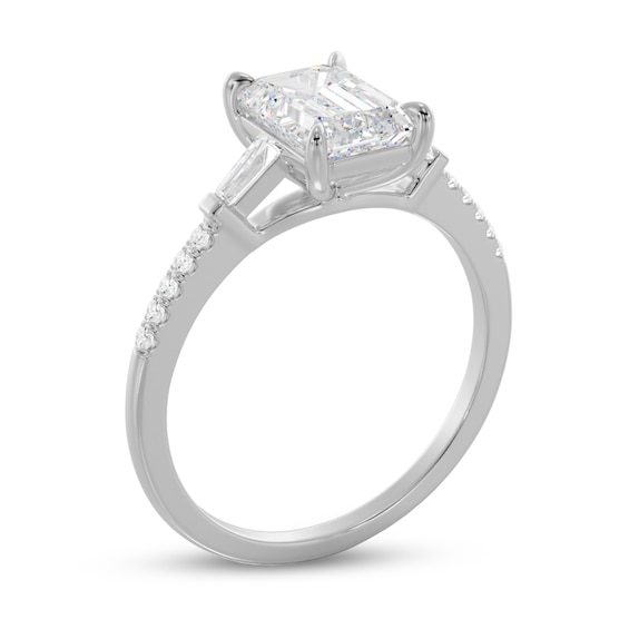 1-1/2 CT. T.w. Emerald-Cut and Baguette Diamond Engagement Ring in Platinum