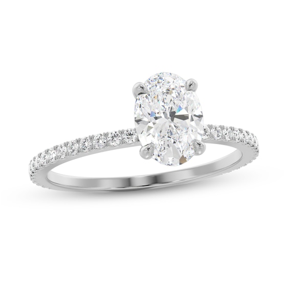 1 CT. T.w. Oval Diamond Pavé Engagement Ring in in 18K White Gold