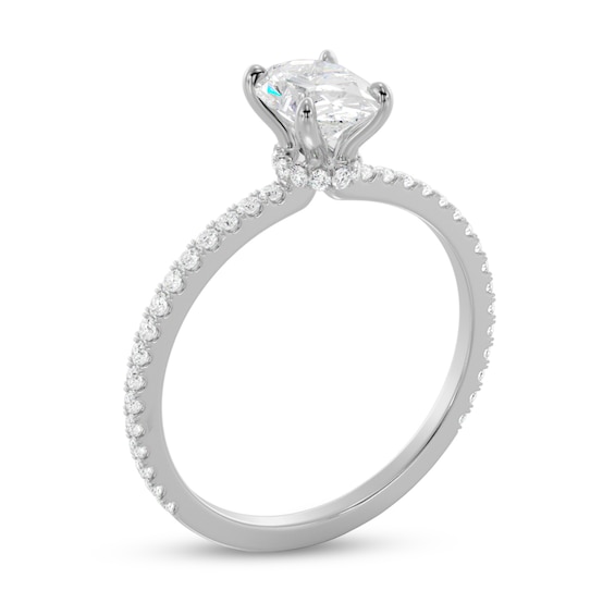 1 CT. T.w. Oval Diamond Pavé Engagement Ring in in 18K White Gold