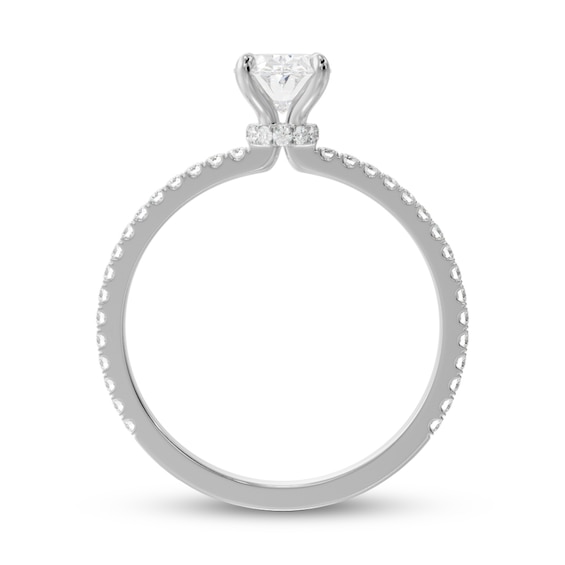 1 CT. T.w. Oval Diamond Pavé Engagement Ring in in 18K White Gold