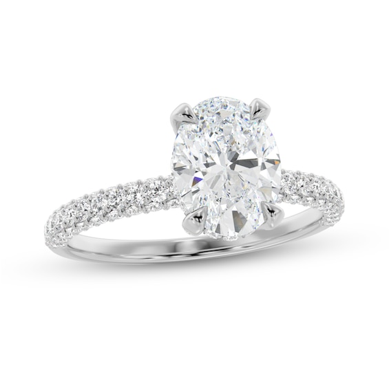 1-1/3 CT. T.w. Oval Diamond Pavé Engagement Ring in Platinum