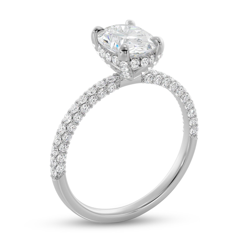 1-1/3 CT. T.W. Oval Diamond Pavé Engagement Ring in Platinum