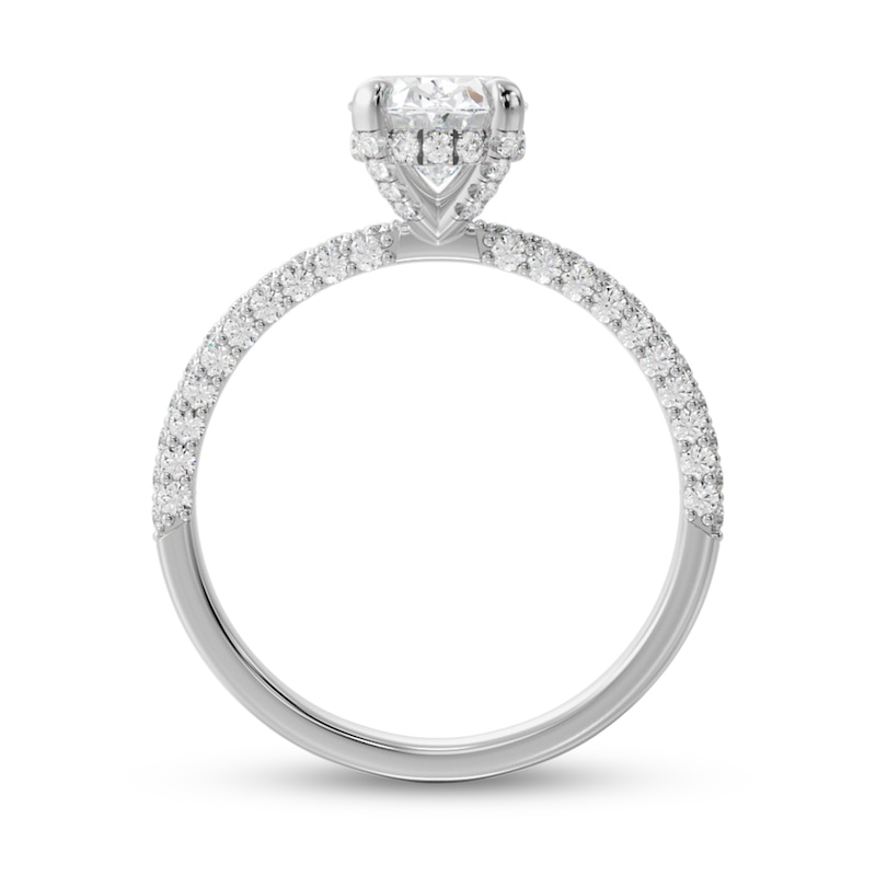 1-1/3 CT. T.W. Oval Diamond Pavé Engagement Ring in Platinum