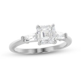 1 CT. T.W. Asscher-Cut and Baguette Diamond Engagement Ring in 14K White Gold