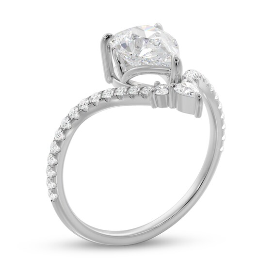 1-1/5 CT. T.w. Pear-Shaped Diamond Chevron PavÃ© Engagement Ring in 14K White Gold