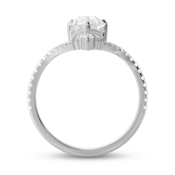 1-1/5 CT. T.w. Pear-Shaped Diamond Chevron PavÃ© Engagement Ring in 14K White Gold