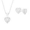 Thumbnail Image 0 of 1/4 CT. T.W. Diamond Frame Heart Pendant and Stud Earrings Set in Sterling Silver (J/I3)