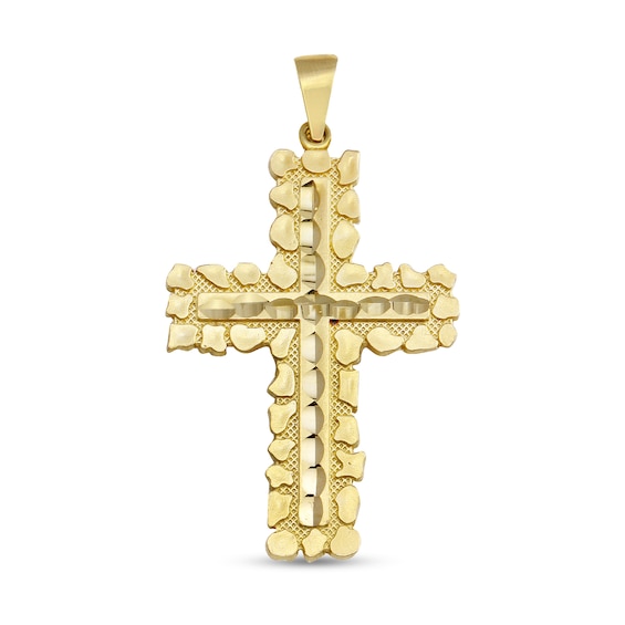 Nugget Cross Pendant Charm in 10K Gold