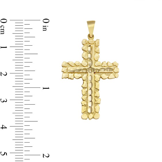 Nugget Cross Pendant Charm in 10K Gold