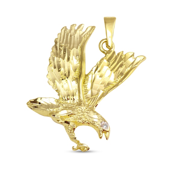 Diamond Accent Eagle Pendant Charm in 10K Gold
