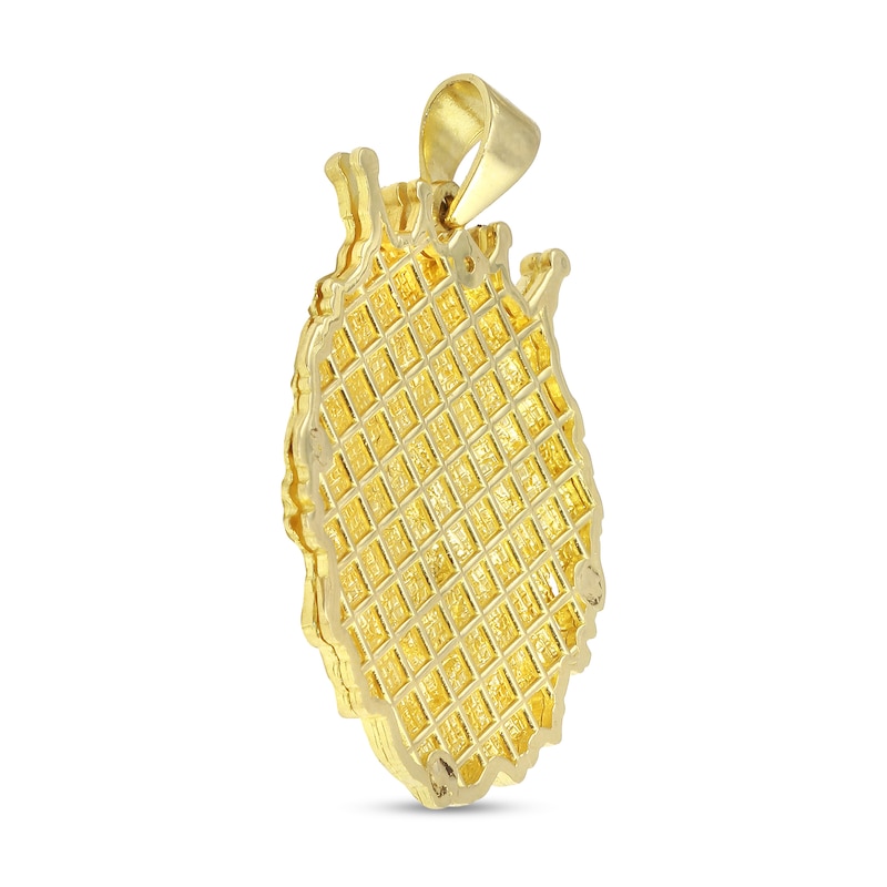 Main Image 2 of Men's Crowned Lion Head Pendant Charm in 10K Gold