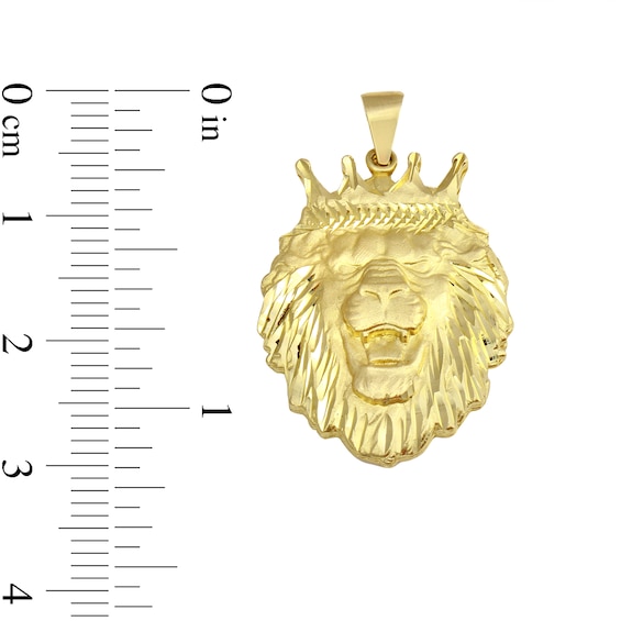 Crowned Lion Head Pendant Charm in 10K Gold