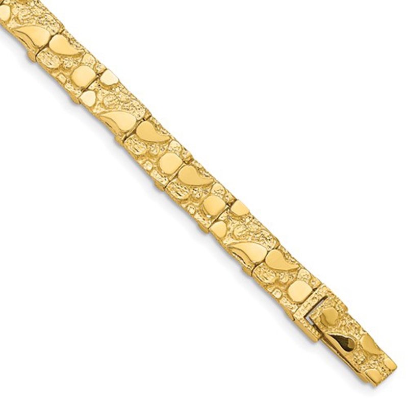 Main Image 1 of Men's 7.5mm Nugget Link Bracelet in 10K Gold - 8.0"
