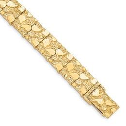 Men's 12.0mm Nugget Link Bracelet in 10K Gold - 8.0&quot;