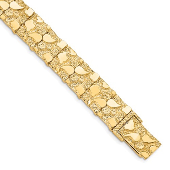 12.0mm Nugget Link Bracelet in 10K Gold - 8.0"