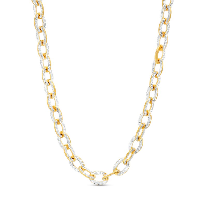 Main Image 1 of 4.82mm Diamond-Cut Cable Chain Necklace in Solid 10K Two-Tone Gold - 18"