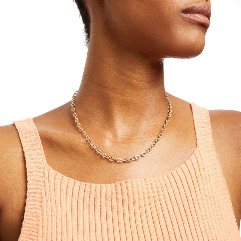 Main Image 2 of 4.82mm Diamond-Cut Cable Chain Necklace in Solid 10K Two-Tone Gold - 18"