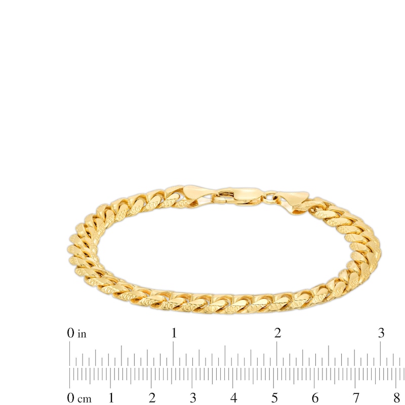Main Image 4 of 8.25mm Diamond-Cut Cuban Curb Chain Bracelet in Solid 10K Gold - 8.5"