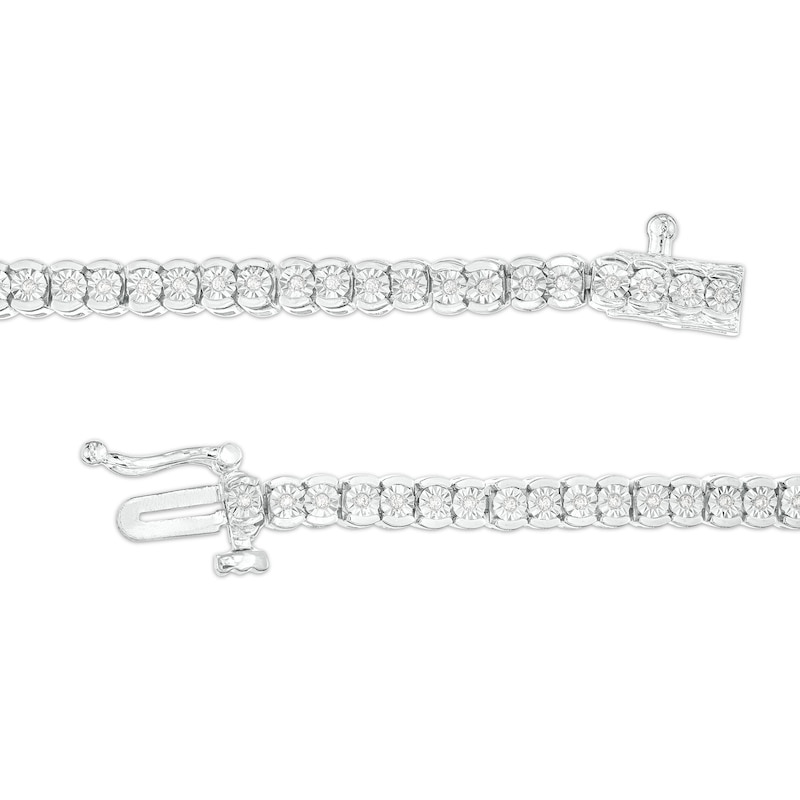 Main Image 3 of 1/4 CT. T.W. Diamond Illusion Tennis Bracelet in Sterling Silver - 7.25"