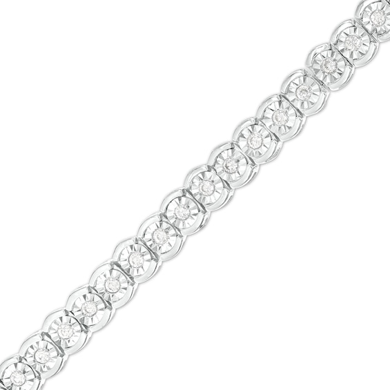 1/2 CT. T.w. Diamond Scallop Edge Tennis Bracelet in Sterling Silver - 7.25"