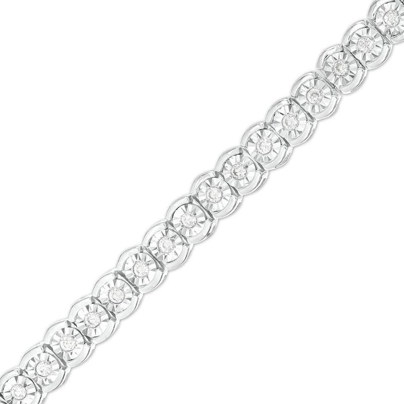 1/2 CT. T.W. Diamond Scallop Edge Tennis Bracelet in Sterling Silver - 7.25"