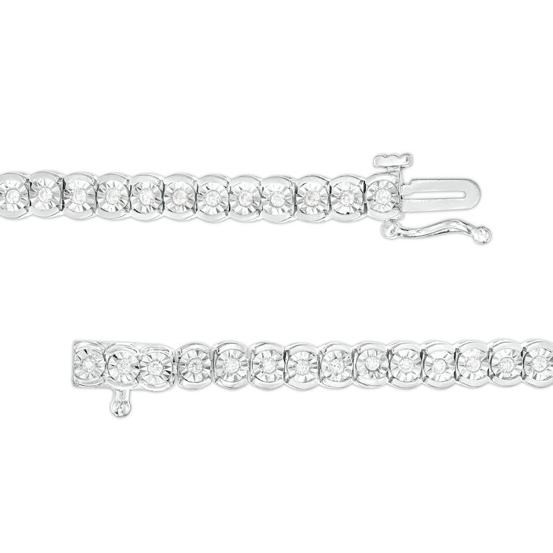 1/2 CT. T.W. Diamond Scallop Edge Tennis Bracelet in Sterling Silver - 7.25"