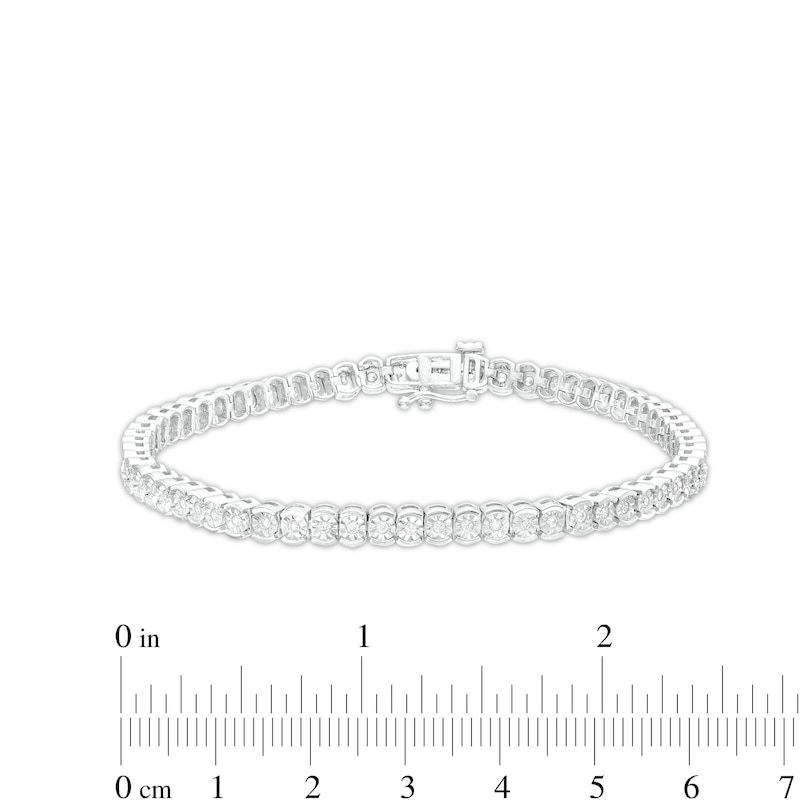 1/2 CT. T.W. Diamond Scallop Edge Tennis Bracelet in Sterling Silver - 7.25"