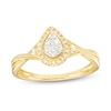 Thumbnail Image 1 of 1/6 CT. T.W. Pear-Shaped Multi-Diamond Frame Vintage-Style Twist Shank Ring in 10K Gold
