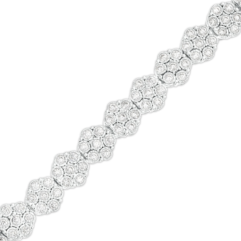 Main Image 1 of 2 CT. T.W. Multi-Diamond Floral Line Bracelet in 10K White Gold