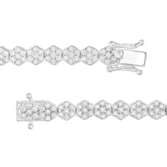 2 CT. T.w. Multi-Diamond Floral Line Bracelet in 10K White Gold